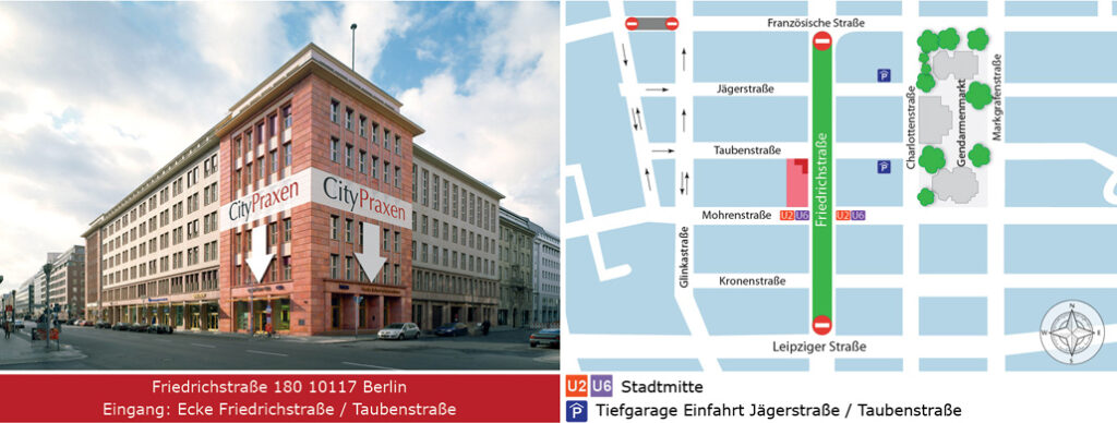 Karte, Anfahrt, Eingang CityPraxen Berlin